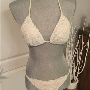Crochet tie Bikini cream ivory Xhilaration